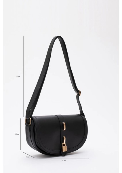 Kilit Detaylı Suni Deri Tek Bölmeli Çıtçıtlı Şık ve Ergonomik Kol ve Omuz Çantası Zarif fiyatları