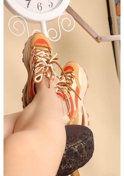 GUJA Cilt Süet Garnili Spor Ayakkabı CAMEL indirimleri