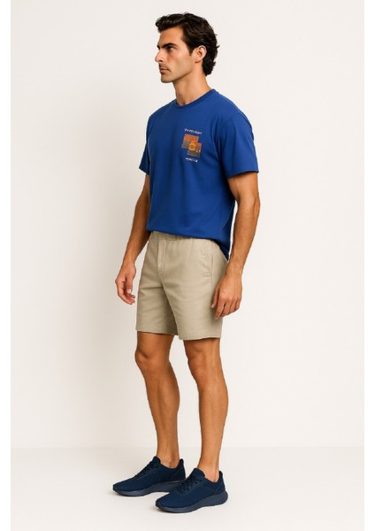 Bisiklet Yaka Göğüsü Manzara Baskılı %100 Pamuk Regular Fit Esnek Süprem T-Shirt fırsatları