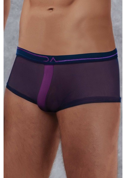 Erkek Modal Lacivert Transparan Mini Paça Boxer 1586
