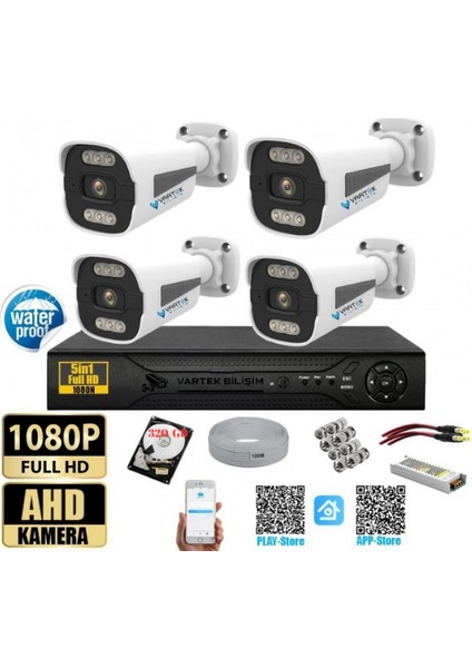 5 Mp 4 Kameralı Tak Çalıştır Hazır Kamera Seti 500 Gb- 320 GB HDD
