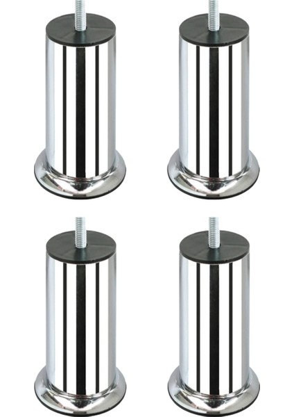 Mobilya Baza Koltuk Yatak Çekyat Kanepe Yükseltme Ayağı Vidalı Ince Diş M8 Civatalı Krom Metal Ayakları 4 Adet