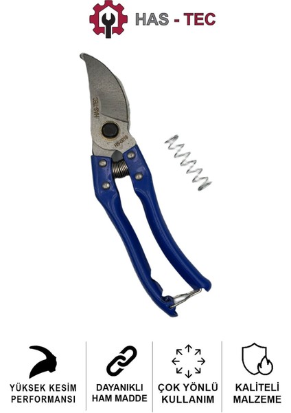 Budama Makası | 20 mm Kesme Kapasitesi, Sk5 Çelik Bıçak, Ergonomik Mavi Sap