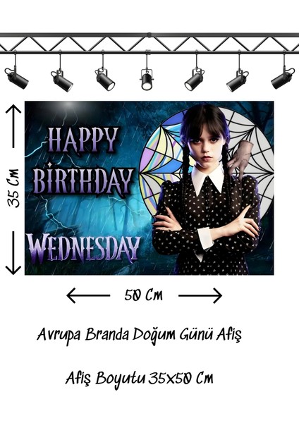 Wednesday Addams Temalı Doğum Günü Afişi