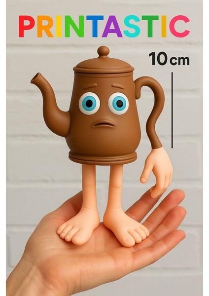 Sevimli 3D Çaydanlık Figür – Ayaklı ve Kollu Dekor | Tasarımı fiyatları