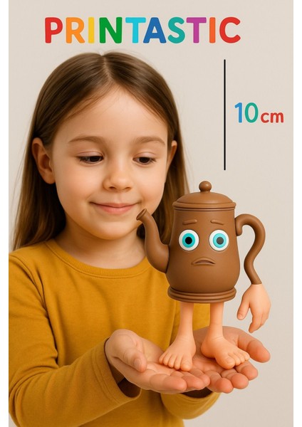 Sevimli 3D Çaydanlık Figür – Ayaklı ve Kollu Dekor | Tasarımı modelleri