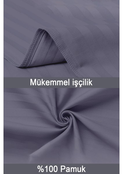 %100 Pamuk 2’li Çizgili Saten Yastık Kılıfı 50 x 70 | Antrasit modelleri