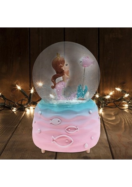 Deniz Kızı Temalı Büyük Boy Müzikli Işıklı Kar Küresi 15,5 cm x 10 cm fırsatları