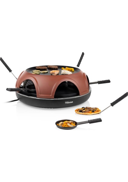 3’ü 1 Arada Pizza Makinesi – Grill & Raclette, 6 Kişilik, 25 cm