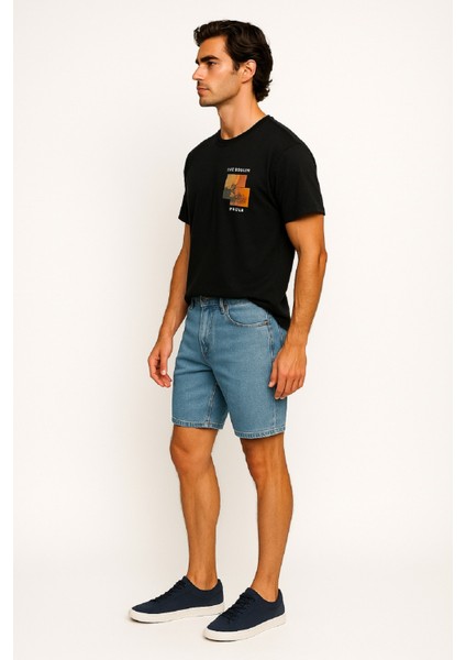 Bisiklet Yaka Göğüsü Manzara Baskılı %100 Pamuk Regular Fit Esnek Süprem T-Shirt fırsatları