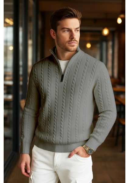 Fermuarlı Erkek Kazak - Rahat ve Şık