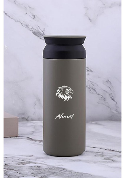 Kişiye Özel 500 ml Paslanmaz Çelik Kartal Baskılı Termos 8 Saat Isı Koruma Kahve ve Çay Termosu fiyatları