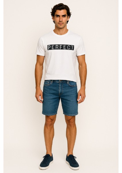 Bisiklet Yaka Göğüsü Perfect Yazı Kabartmalı %100 Pamuk Esnek Süprem T-Shirt fiyatları