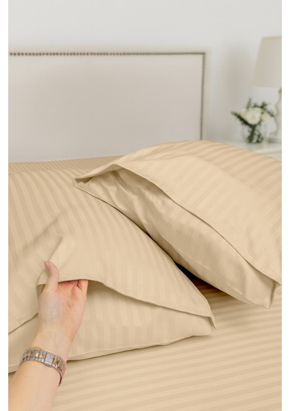 %100 Pamuk 2’li Çizgili Saten Yastık Kılıfı 50 x 70 | Balköpüğü fiyatları