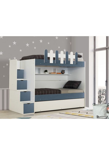 Evimşah Irmak 90 * 190 3 Lü Beyaz / A.gri Yavrulu Ranza