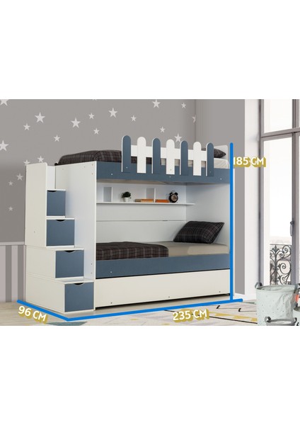 Evimşah Irmak 90 * 190 3 Lü Beyaz / A.gri Yavrulu Ranza modelleri