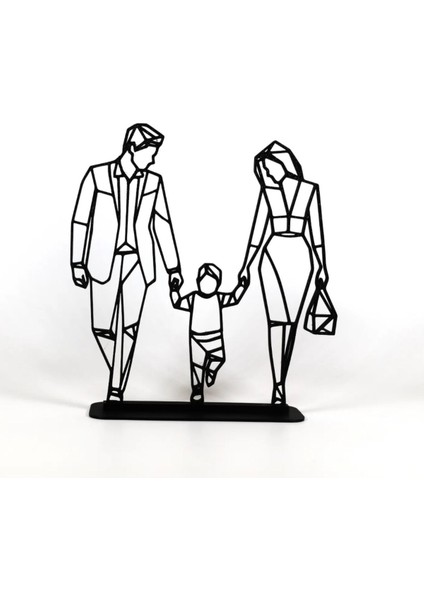 Anne Baba Çocuk 3D Plastik Masa Süsü – Aile Temalı Dekoratif Figür fiyatları
