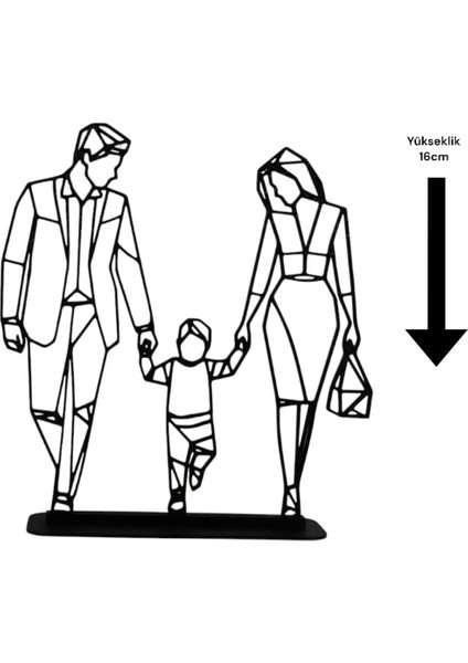 Anne Baba Çocuk 3D Plastik Masa Süsü – Aile Temalı Dekoratif Figür modelleri