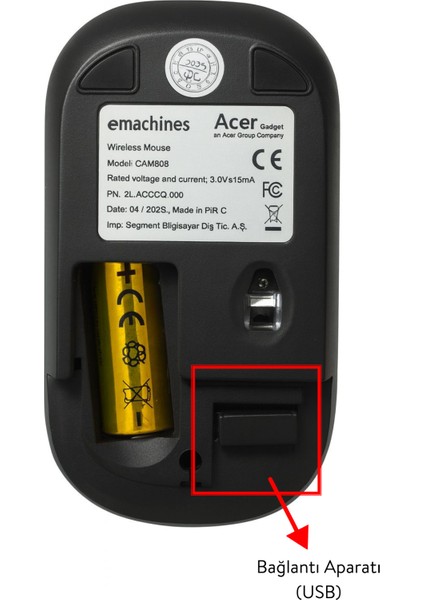 eMachines Sessiz Kablosuz Mouse – USB Alıcılı, Pil Hediyeli, Ev ve Ofis için – EAM080 fırsatları