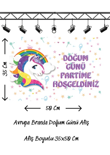Unicorn Temalı Doğum Günü Afişi