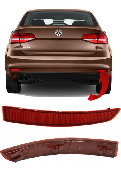 Volkswagen Jetta 2015-2018 Uyumlu Sağ Arka Tampon Alt Köşe Reflektörü Yansıtıcı Kedi Gözü 5C6945106B