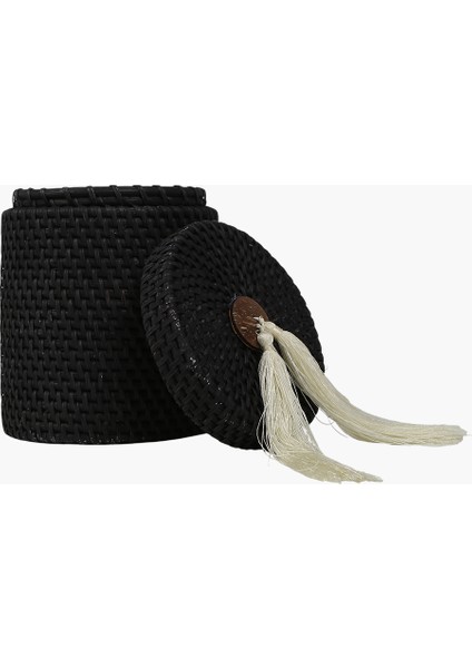 Bambu El Dokuma Yuvarlak Siyah Kapaklı Kutu fiyatları