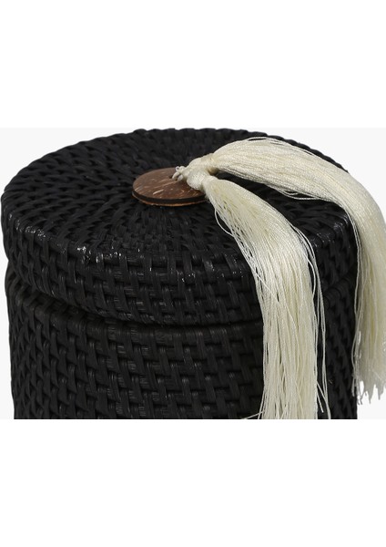 Bambu El Dokuma Yuvarlak Siyah Kapaklı Kutu modelleri