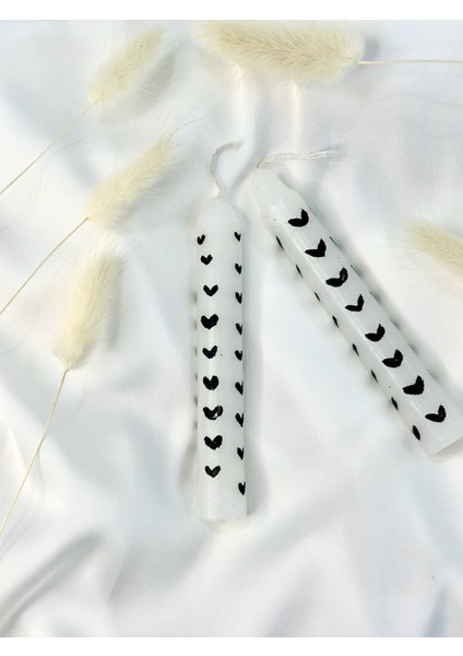 10 Adet Beyaz Kutulu Kırmızı ve Siyah Kalpli El Yapımı Mum (2 Tane) - Söz Hediyeliği/hediyelik modelleri