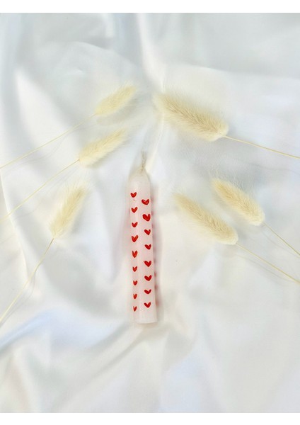 10 Adet Beyaz Kutulu Kırmızı ve Siyah Kalpli El Yapımı Mum (2 Tane) - Söz Hediyeliği/hediyelik fırsatları