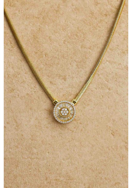 Parıltılı Yuvarlak Tasarım Altın Kolye modelleri