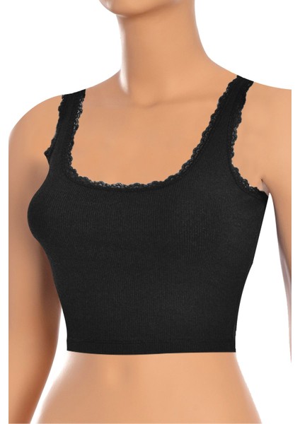 Kadın Sütyen Kalın Askılı Fitilli Büstiyer (%96 Pamuk - %4 Elastan)