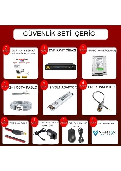 5 Mp 2 Kameralı Tak Çalıştır Hazır Kamera Seti 320GB-500GB HDD fırsatları