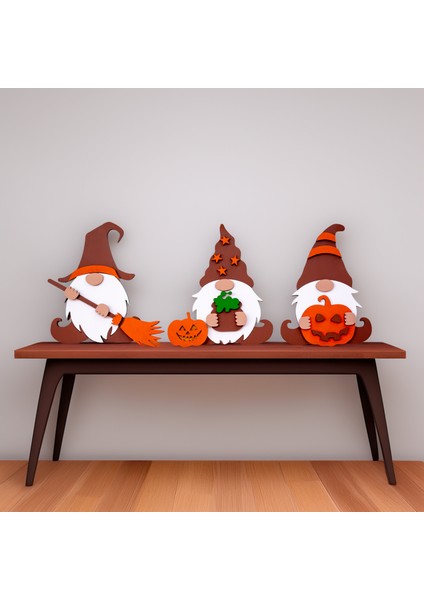Ahşap Cüce Dekor Seti - 3'lü Gnome Süs – Halloween Temalı fiyatları