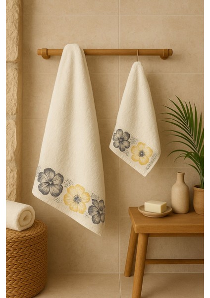 Ayla Model Baskılı 2'li Banyo Havlu Seti fiyatları