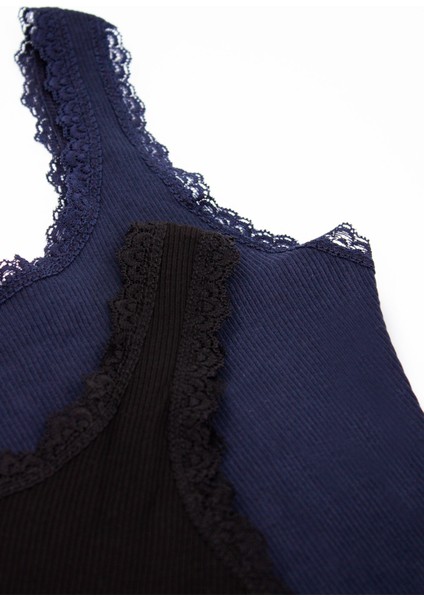 Kadın Sütyen Kalın Askılı Fitilli Büstiyer (%96 Pamuk - %4 Elastan)