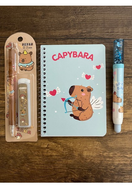 Capybara Kırtasiye Seti Not Defteri Silgi Uçlu Kalem ve 1 Kutu Uç Kapibara Okul Set fiyatları