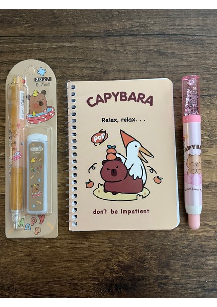 Capybara Kırtasiye Seti Not Defteri Silgi Uçlu Kalem ve 1 Kutu Uç Kapibara Okul Set fırsatları