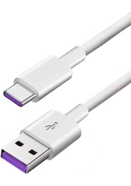 Huawei Süper Hızlı Şarj Veri Kablosu Için Uygun 5A Veri Kablosu Tip-C Hızlı Şarj Kablosu Uzatılmış Beyaz Pvc (Yurt Dışından)