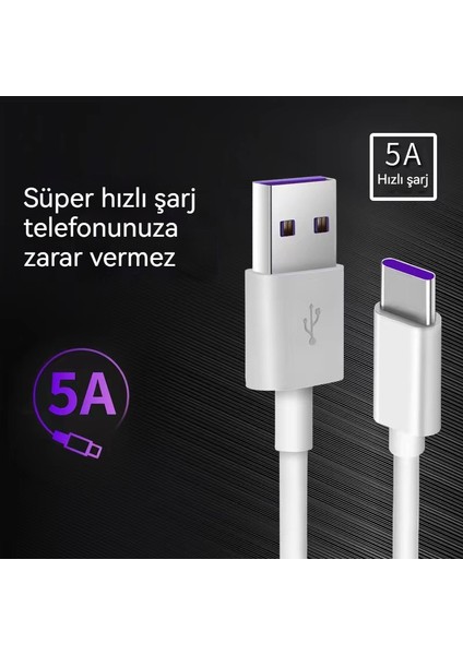Huawei Süper Hızlı Şarj Veri Kablosu Için Uygun 5A Veri Kablosu Tip-C Hızlı Şarj Kablosu Uzatılmış Beyaz Pvc (Yurt Dışından) fırsatları