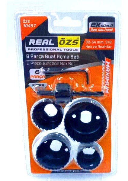 6 Parça Buat Açma Panç Seti 38-54MM- 3/8 Hex - Anahtar (4915)