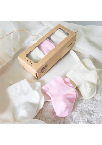 Kız Bebek Çorap Seti 6 Çift – Düz Renk – Kutulu – Pamuk – Patik Boy