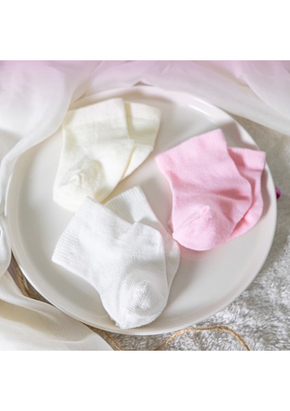 Kız Bebek Çorap Seti 6 Çift – Düz Renk – Kutulu – Pamuk – Patik Boy