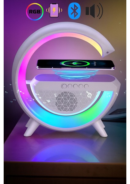 Kablosuz Şarjlı Taşınabilir Bluetooth Hoparlör 7 Renk Rgb Işıklı Bass Ses Bombası Parti Işığı