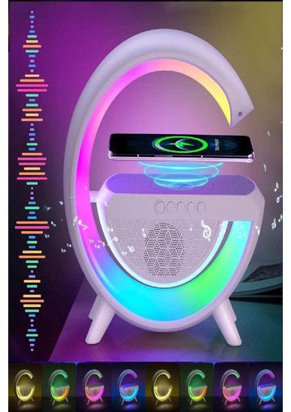 Kablosuz Şarjlı Taşınabilir Bluetooth Hoparlör 7 Renk Rgb Işıklı Bass Ses Bombası Parti Işığı indirimleri