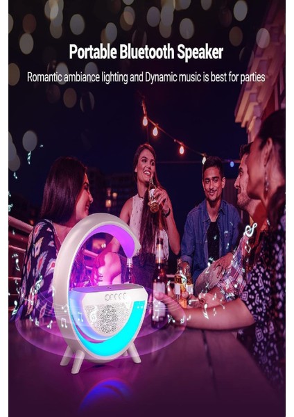 Kablosuz Şarjlı Taşınabilir Bluetooth Hoparlör 7 Renk Rgb Işıklı Bass Ses Bombası Parti Işığı