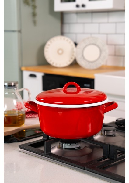 La Vita Rossa Vintage Emaye Kırmızı Kapaklı Tencere