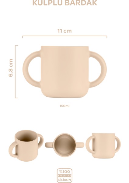 Silikon Kulplu Bardak Latte Bej fiyatları