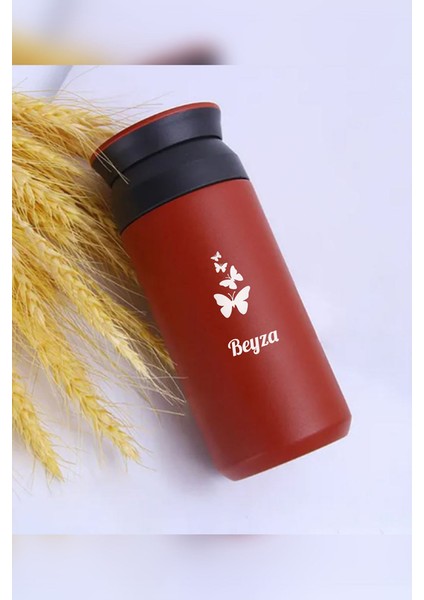 Kişiye Özel 500 ml Paslanmaz Çelik Kelebek Baskılı Termos 8 Saat Isı Koruma Kahve ve Çay Termosu fiyatları