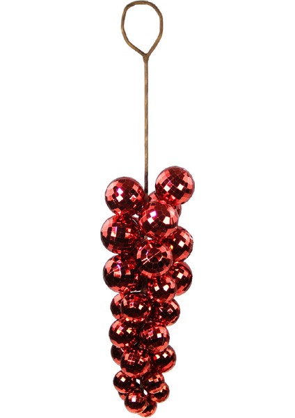 Yılbaşı Süsü Disko Toplu Üzüm Sarkıt Kırmızı 45 cm
