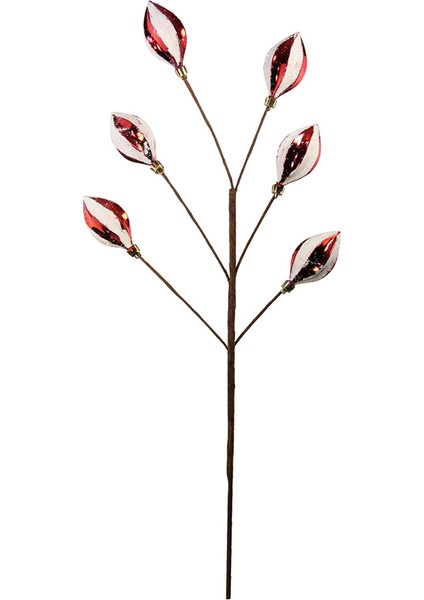 Yılbaşı Süsü Konik Dal Kırmızı Beyaz 60 cm